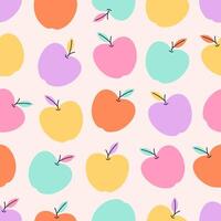 Seamless pattern with cute colorful apples. Fruits seamless pattern vector