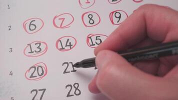 paper date calendar red marker slow video
