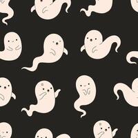 Halloween seamless pattern with ghosts, spirits. Texture for banners, wallpapers, textiles, wrapping paper. vector