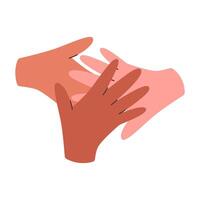 Hands of diverse group of people putting together. Happy Friendship Day. Team cooperation, partnership, community, support, trust concept. vector
