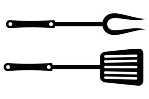 Two barbecue utensils are shown on a white background vector