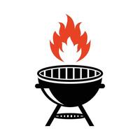 Barbecue grill with fire illustration vector
