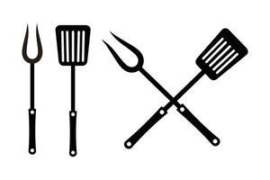 Spatula and fork design icon. BBQ and grill tools. Barbecue utensil design illustration vector