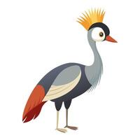 crowned crane bird flat style isolated on white background. illustration vector