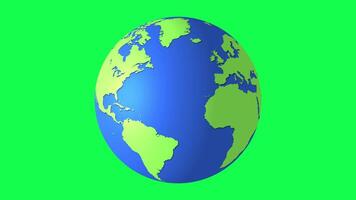 Earth Rotation Animation on Green Screen Background, Earth Spinning, Alpha Matte video