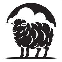 An isolated silhouette of a sheep on a white background vector
