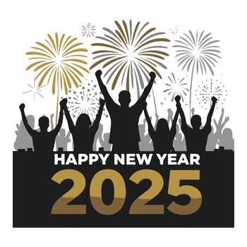 A gray backdrop with a happy new year image vector