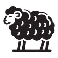 The Sheep Icon An isolated silhouette of a sheep on a black and white background. vector