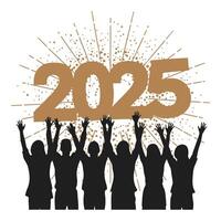 A man is standing in front of a large number 2025 vector