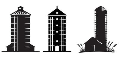 Silhouettes of grain silos vector