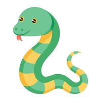cute snake animal flat style isolated on white background. illustration vector