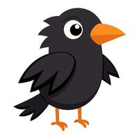 raven bird flat style isolated on white background. illustration vector