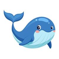 cute whale animal flat style isolated on white background. illustration vector