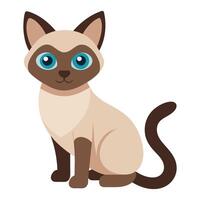 cute siamese cat flat style isolated on white background. illustration vector
