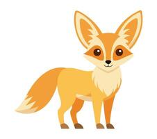 fennec fox animal flat style isolated on white background. illustration vector