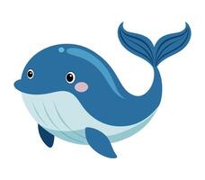 cute whale animal flat style isolated on white vector