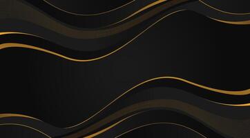 black and gold waves on a black background vector