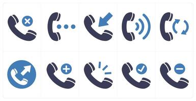 A set of 10 mix icons as wrong call, speaker, receive call vector