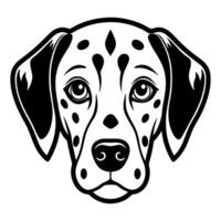 dalmatian dog head icon. Black and white logo, dog silhouette, engraving style. Pet character. vector