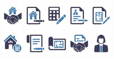 A set of 10 Real Estate icons as purchase house, property checklist, budget vector