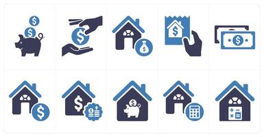 A set of 10 Real Estate icons as savings, mortgage concept, house financing vector