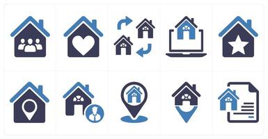 A set of 10 Real Estate icons as family home, sweet home, relocation vector