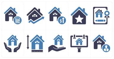 A set of 10 Real Estate icons as property budget, house value, property upgrades vector