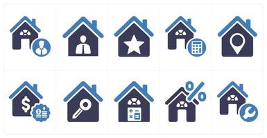 A set of 10 Real Estate icons as realtor, realty owner, property rating vector