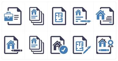 A set of 10 Real Estate icons as document, property paper, floor plan vector