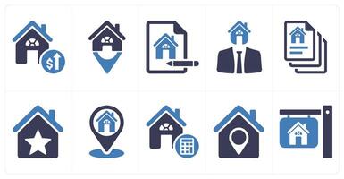 A set of 10 Real Estate icons as property upgrades, house location, property checklist vector