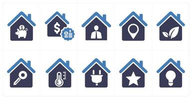 A set of 10 Real Estate icons as house saving, rent increment, realty owner vector