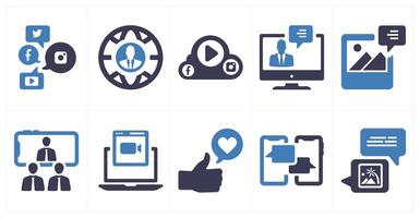 A set of 10 social icons as social media, user profile, social vector