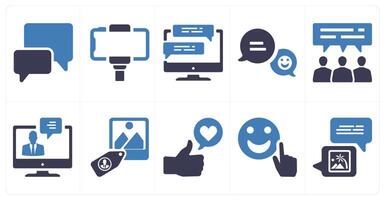 A set of 10 social icons as comment, selfie, feedback vector