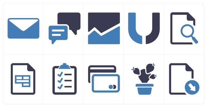 un conjunto de 10 ui íconos como correo electrónico, mensaje, Estadísticas vector