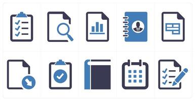 A set of 10 ui icons as clipboard, search document, chart document vector