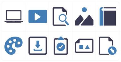 A set of 10 ui icons as laptop, player, search document vector