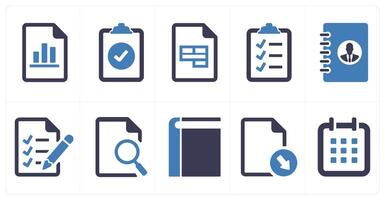 A set of 10 ui icons as chart document, done list, excel document vector