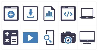 A set of 10 ui icons as add page, download page, chart document vector