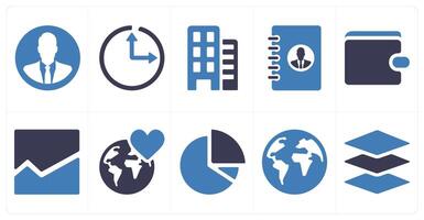 A set of 10 ui icons as businessman, clock, building vector