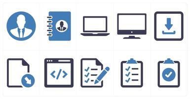 A set of 10 ui icons as businessman, contact register, laptop vector