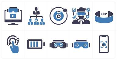 A set of 10 Virtual Reality icons as 3d , social network, camera 360 vector
