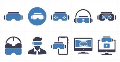 A set of 10 Virtual Reality icons as vr glaases, emotion, game vector