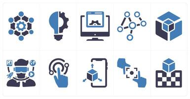 A set of 10 Virtual Reality icons as framework, innovation, interface vector