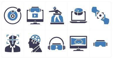 A set of 10 Virtual Reality icons as camera 360, 3d , vr platform vector