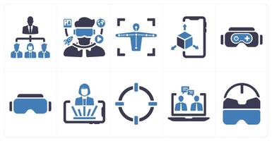 A set of 10 Virtual Reality icons as social network, virtual reality, motion capture vector