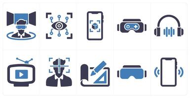 A set of 10 Virtual Reality icons as vr simulator, eye tap, virtual presentation vector