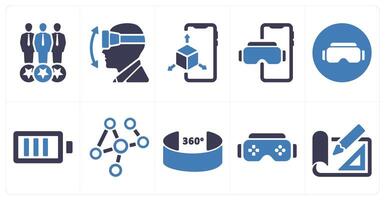 A set of 10 Virtual Reality icons as consumers, vr movements, 3d display vector