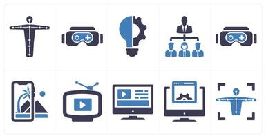 A set of 10 Virtual Reality icons as motion tracking, vr gaming, innovation vector