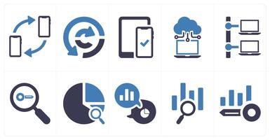 A set of 10 web marketing icons as synchronization, data analysis, responsive vector