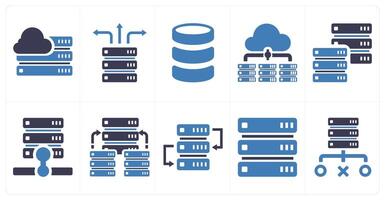 A set of 10 web marketing icons as cloud hosting, server connectivity, server vector